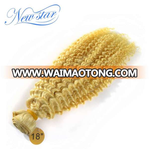 Top Quality Peruvian Kinky Curl Remy Human Hair Blonde Extensions