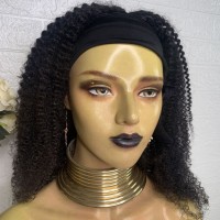 NEW Arrival 100% virgin human hair cheap machine made natural color kinky curly adjustable elastic band wig