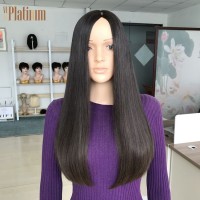 24 inches multidirectional skin top slight layers natural straight virgin European hair Jewish wigs