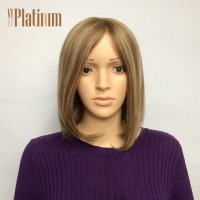 Full Handtied Natural Straight Virgin Human Hair Highlights Blonde Wigs For White Women