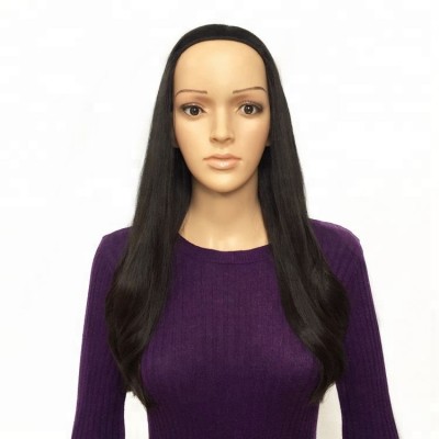 Wholesale Slight Layers 100% Virgin Human Hair Band Fall 3/4 Half Wig