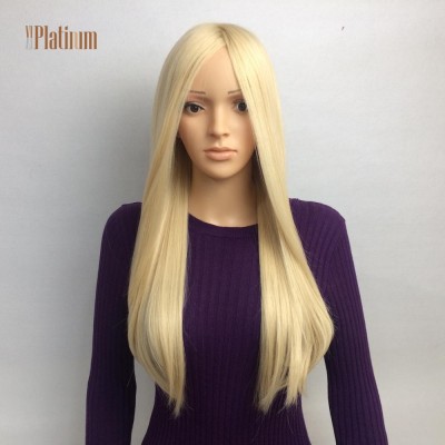 Natural Looking Silky Straight Handmade Blonde European Hair Full Lace Wigs