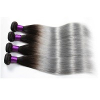 new arrival 8-30 inches 100% human hair weave grey and black ombre hair extensions for sale