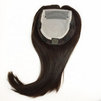 Vivi Platinum Custom Order Color #6 Natural Straight Straight Silk Base Human Hair Topper