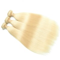 613# Blonde Brazilian Virgin Hair Straight European Silky Straight Hair 3 Bundles 613 Platinum Hair