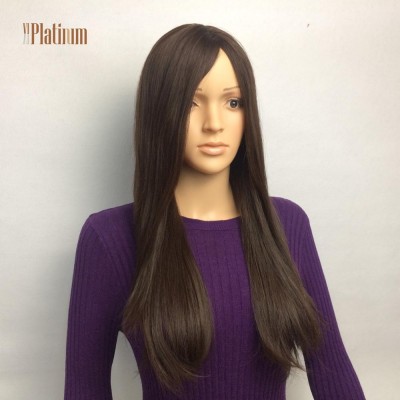 Monofilament Skin Top Natural Straight Virgin Human Hair Wigs For Alopecia Women