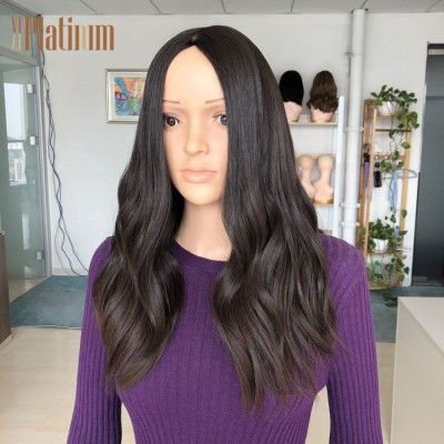 19 inches dark brown one length lob style virgin European hair Jewish wig Kosher wigs for white women