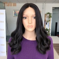 Comfortable 18 inches one length slight waves European hair Jewish Kosher lace top wig